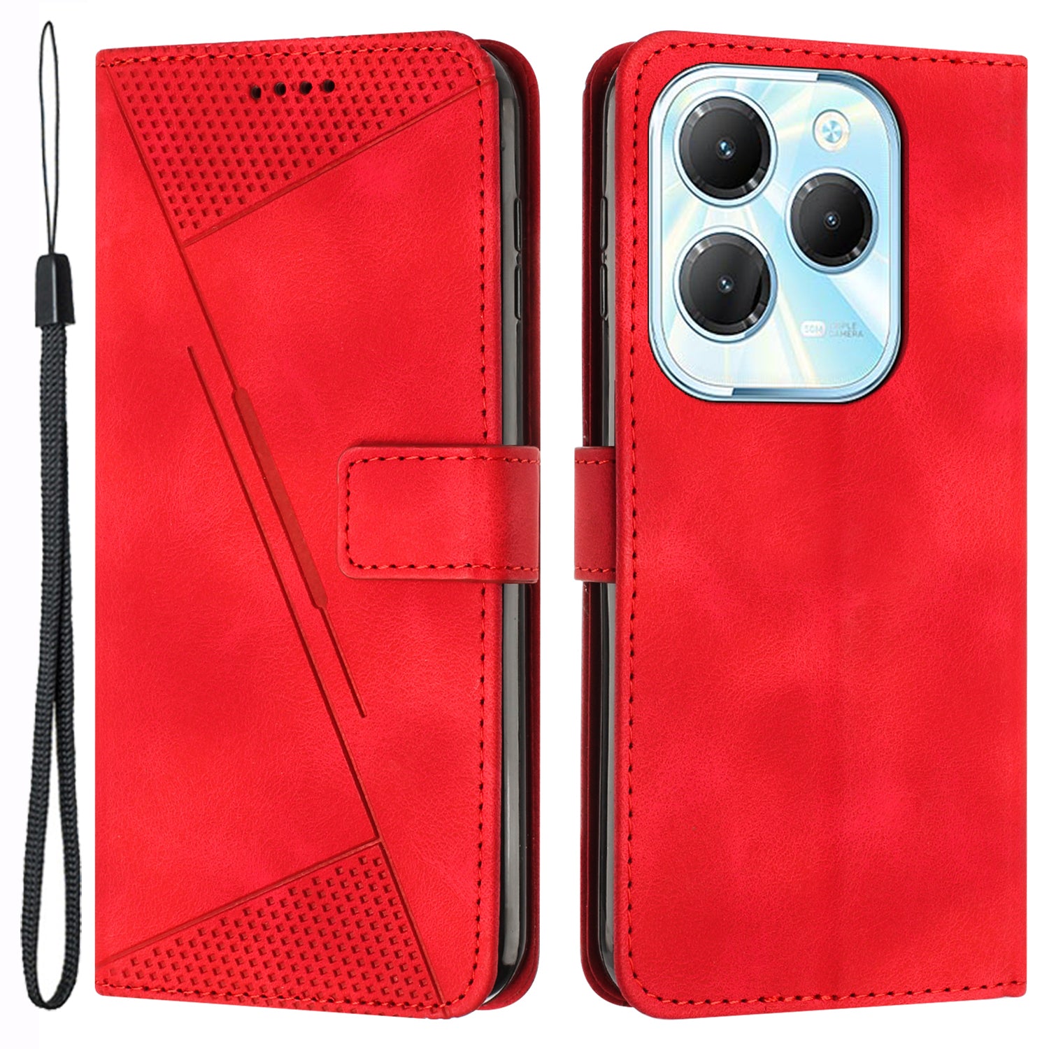 For Transsion Infinix Hot 40 / Hot 40 Pro Case PU Leather Triangle Pattern Phone Cover - Black For Transsion Infinix Hot 40 / Hot 40 Pro Case PU Leather Triangle Pattern Phone Cover - Black
